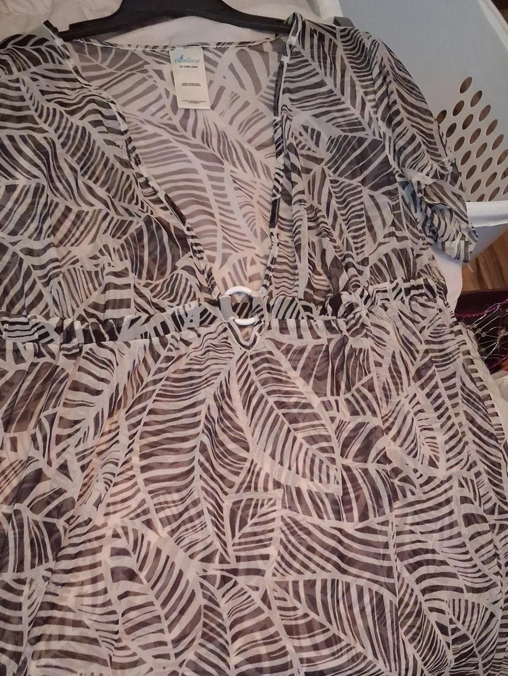 women's black and white swimsuit cover up